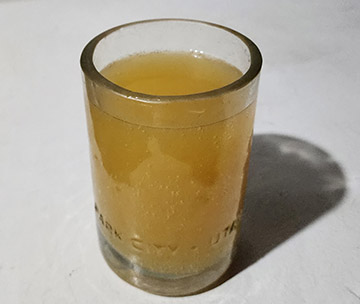 Glass of chestnut beer.