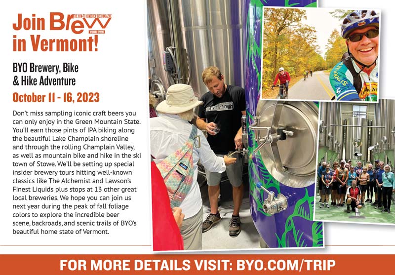 byo vermont bike brewery tour