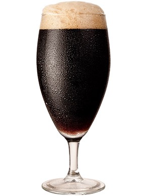 stemmed glassware with a porter beer