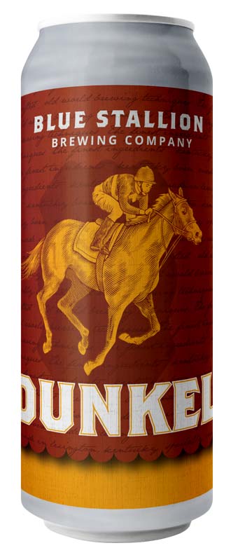 can of Blue Stallion Brewing Co.'s Dunkel