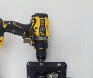 home built 3-D printed can seamer in action with a drill