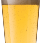 classic american pilsner with staw-golden hue in shaker pint glass