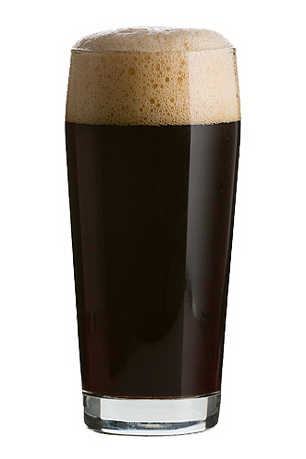Pint glass of porter.