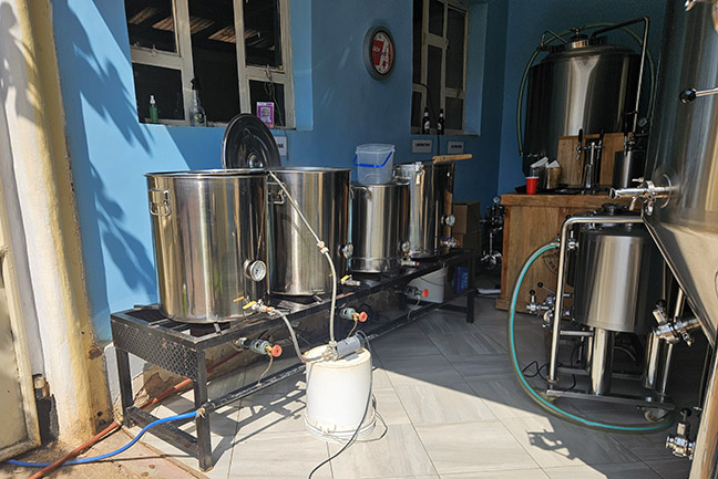Small-scale brewing equipment.