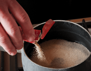 rehydrating a packet of dried yeast