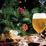 holiday season beer and wreath
