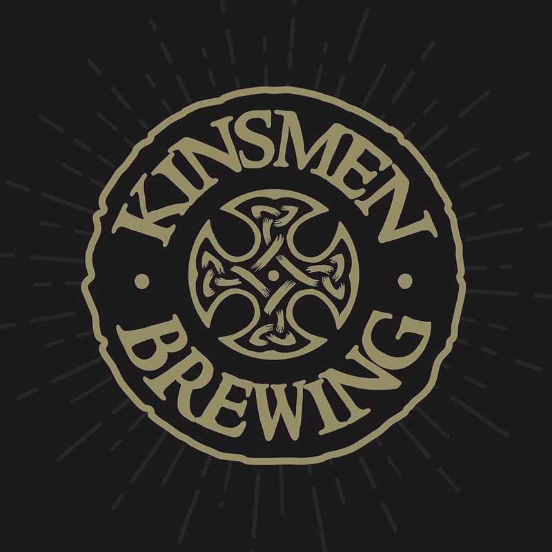 Kinsmen Brewing Co.'s logo with celtic-like cross