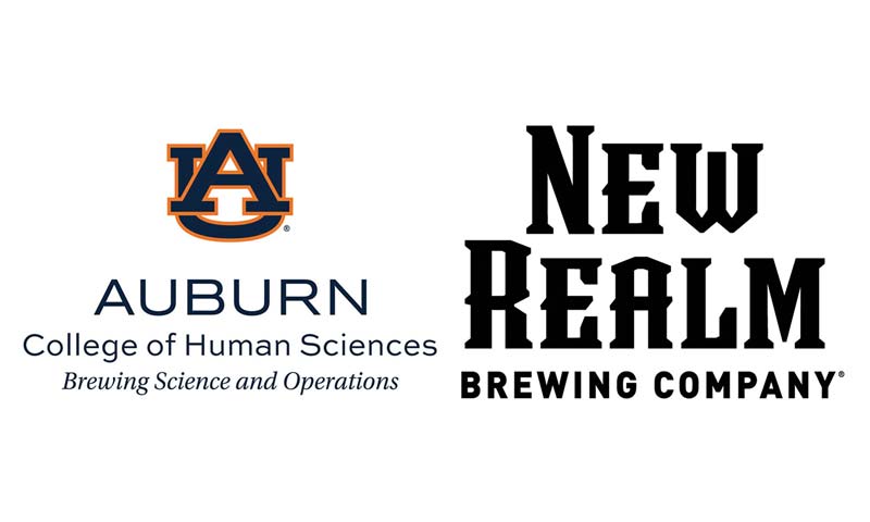 auburn university and new realm brewing's logos